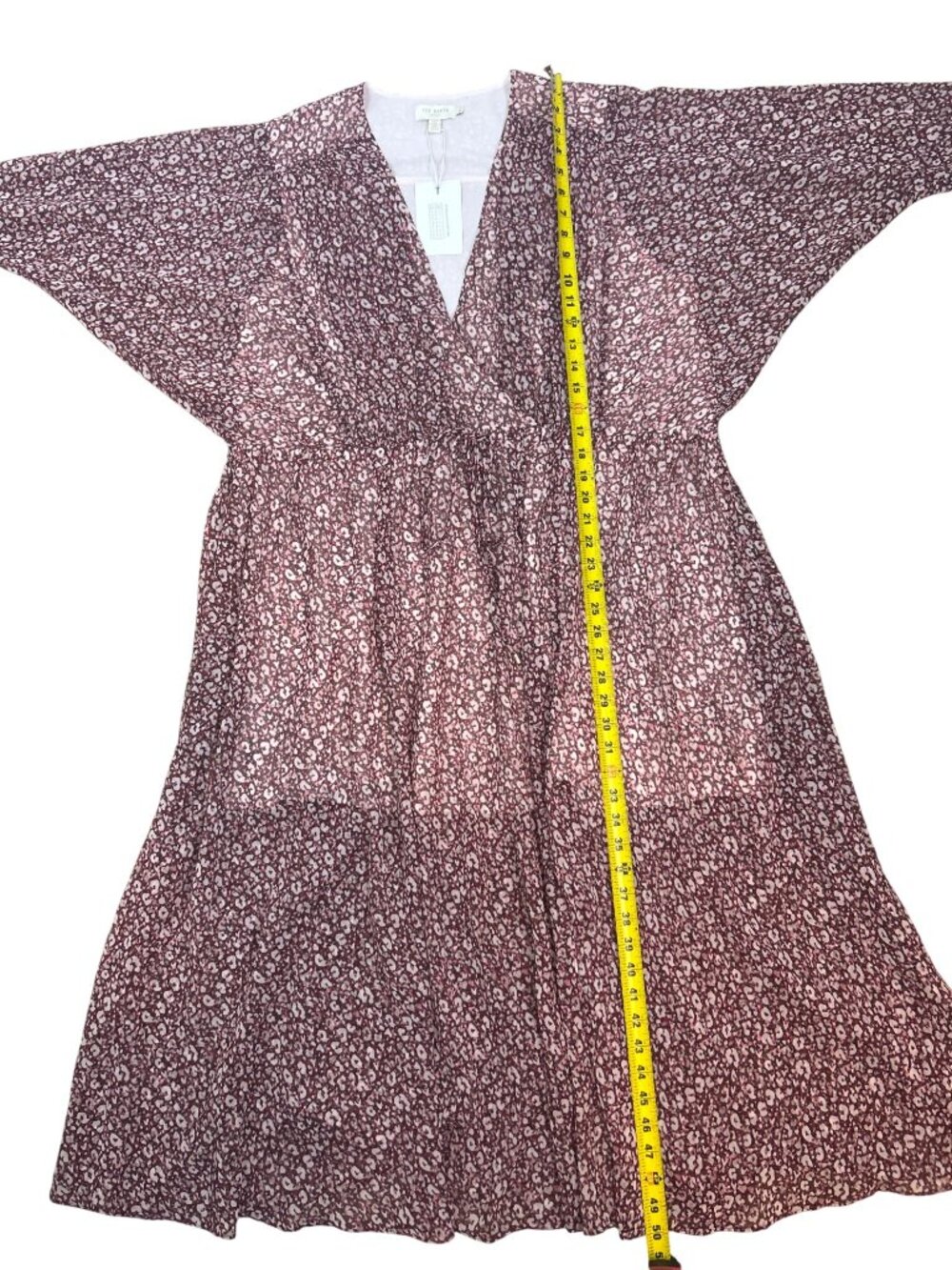 NWT Ted Baker Vallyy Boho Peasant Dress Sz 4 Draped Surplice V-Neck Long Sleeve - Picture 14 of 15